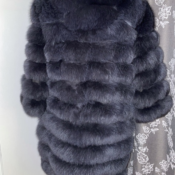 Genuine Fox Fur Jaket Coat Hooded Hood Vest - Picture 3 of 15